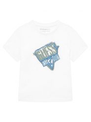 Guess T-Shirt N6GI14 K8HM4 Biały Regular Fit. Białe t-shirty dla chłopców Guess, z aplikacjami, z bawełny, bez ramiączek. Za 74.99 zł.