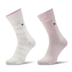Skarpety długie Tommy Hilfiger. Czerwone skarpety damskie Tommy Hilfiger, bez wzorów. Za 39.99 zł.