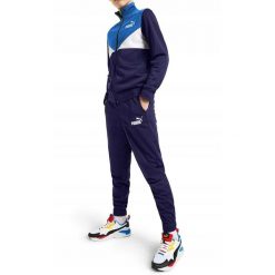 Dres komplet dresowy dziecięcy dla chłopca Puma Colorblock niebieski. Niebieskie spodnie sportowe dla chłopców Puma, bez wzorów, z dresówki, sportowe, na jogę i pilates. Za 139.00 zł.