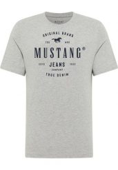 Męski T-Shirt Mustang Style Alex Mid Grey Mélange 1017332 4140. Szare t-shirty męskie Mustang, l, bez wzorów, bez kołnierzyka. Za 69.99 zł.