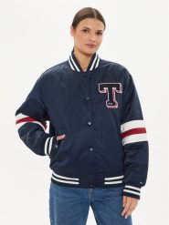 Tommy Jeans Kurtka bomber Letterman DW0DW18306 Granatowy Relaxed Fit. Niebieskie kurtki damskie Tommy Jeans, xxs, bez wzorów, z jeansu, bez kaptura. Za 659.99 zł.