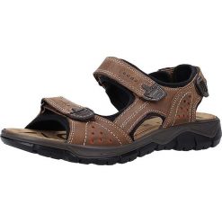 Skórzane sandały w kolorze brązowym. Brązowe sandały męskie Buty na każdą okazję, z nubiku. W wyprzedaży za 188.95 zł.