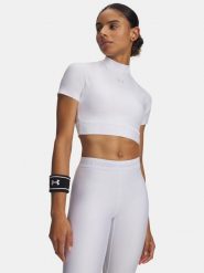 Koszulka damska Under Armour HeatGear Crop Mock SS-WHT. Białe t-shirty damskie Under Armour, s, bez wzorów, z materiału, bez kołnierzyka. Za 241.99 zł.