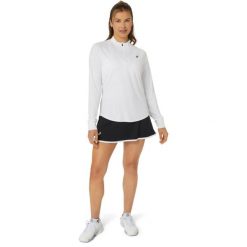 Damska koszulka z długim rękawem z zamkiem błyskawicznym 1/2 Asics Court. Białe t-shirty damskie Asics, bez wzorów, bez kołnierzyka. Za 289.00 zł.