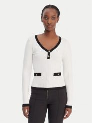 Guess Sweter W6RR26 Z3HP2 Biały Classic Fit. Białe swetry damskie Guess, l, z aplikacjami, z syntetyku, bez kołnierzyka, bez ramiączek, bez kaptura. Za 399.99 zł.