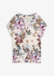 Tunika z krótkim rękawem z lejącej wiskozy. Brązowe tuniki damskie bonprix, bez wzorów, z wiskozy, eleganckie, bez kołnierzyka, bez ramiączek. Za 84.99 zł.