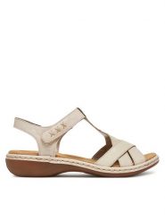 Rieker Sandały 65919-60 Beżowy. Brązowe klapki damskie Rieker, bez wzorów, ze skóry, bez obcasa, na płaskiej podeszwie, bez zapięcia. Za 319.99 zł.
