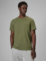 T-shirt regular gładki męski 4F 4FRSS26TTSHM4261. Zielone t-shirty męskie 4f, m, bez wzorów, z bawełny, klasyczne, bez kołnierzyka. Za 49.99 zł.