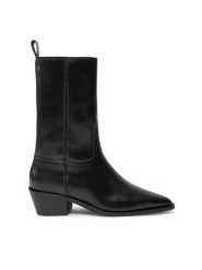 Calvin Klein Jeans Botki Cowboy YW0YW01679 Czarny. Czarne botki damskie Calvin Klein Jeans, z jeansu, bez obcasa, na słupku, bez zapięcia. Za 929.99 zł.