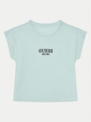 Guess T-Shirt J4BI34 J1314 Błękitny Boxy Fit. Niebieskie t-shirty i topy dla dziewczynek Guess, z aplikacjami, z bawełny, bez ramiączek. Za 59.99 zł.