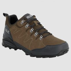 Buty trekkingowe męskie Jack Wolfskin Refugio Texapore. Brązowe trekkingi męskie Jack Wolfskin, trekkingowe. Za 648.00 zł.