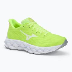 Buty do biegania damskie Mizuno Wave Sky 8. Zielone obuwie sportowe damskie Mizuno, bez wzorów, z materiału, do biegania, mizuno wave. Za 369.99 zł.