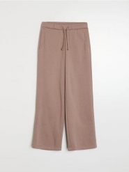 Spodnie straight leg - brązowy. Brązowe spodnie sportowe damskie Sinsay, l, bez wzorów. Za 39.99 zł.