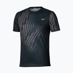 Koszulka do biegania męska Mizuno Core Graphic Tee. Czarne koszulki sportowe męskie Mizuno, m, bez wzorów, z materiału, bez kołnierzyka, bez ramiączek, do biegania. Za 169.99 zł.