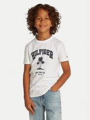 Tommy Hilfiger T-Shirt Palm Print KB0KB09649 D Biały Regular Fit. Białe t-shirty dla chłopców Tommy Hilfiger, bez wzorów, z bawełny, bez ramiączek. Za 89.99 zł.