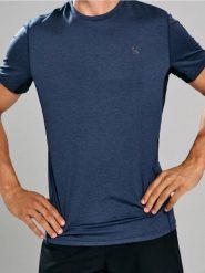 Koszulka slim fit SNSY PERFORMANCE - niebieski. Niebieskie koszulki sportowe męskie Sinsay, l, bez wzorów, bez kołnierzyka, bez ramiączek. Za 29.99 zł.