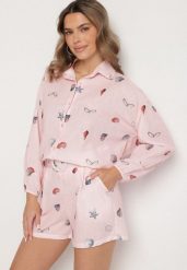 Różowy Komplet z Wiskozą Koszula i Szorty z Motywem Morskim Reivienne. Czerwone koszule damskie Born2be, na lato, m, z aplikacjami, z wiskozy, eleganckie. Za 159.99 zł.