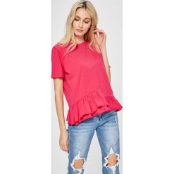 Answear - Top Stripes Vibes. Szare topy damskie ANSWEAR, z bawełny, z okrągłym kołnierzem, z krótkim rękawem. W wyprzedaży za 59.90 zł.