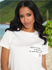 Koszulka z krótkim rękawem - biały. Białe t-shirty damskie Sinsay, l, bez wzorów, z bawełny, bez kołnierzyka. W wyprzedaży za 11.99 zł.