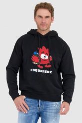 DSQUARED2 Czarna bluza męska leaf buddy z kapturem, Rozmiar M. Czarne bluzy męskie Dsquared2, l, bez wzorów, z kapturem. W wyprzedaży za 1,140.99 zł.