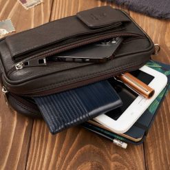 Paolo Peruzzi Saszetka męska skórzana do ręki z miejscem na telefon brązowa T-132-BR. Brązowe saszetki męskie Paolo Peruzzi. Za 178.31 zł.