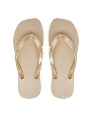 Calvin Klein Jeans Japonki Thong+ Tpu Metallic YW0YW01720 Beżowy. Brązowe klapki damskie Calvin Klein Jeans, bez wzorów, z jeansu, bez obcasa. Za 99.99 zł.