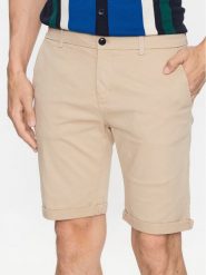 Lindbergh Szorty materiałowe 30-505044 Beżowy Slim Fit. Brązowe szorty męskie Lindbergh, l, bez wzorów, z bawełny. Za 189.99 zł.