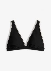 Biustonosz bikini z haftem. Białe bikini damskie bonprix, bez wzorów. Za 79.99 zł.