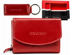Zestaw prezentowy Rovicky R-ZD-604-BG czerwony. Czerwone portfele damskie ROVICKY, bez wzorów, ze skóry. Za 58.99 zł.