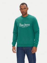 Pepe Jeans Bluza Dumas PM582832 Zielony Regular Fit. Zielone bluzy męskie Pepe Jeans, m, bez wzorów, z bawełny, bez kaptura. Za 169.99 zł.