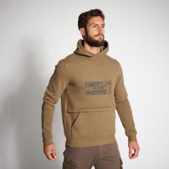 Sweter 500. Brązowe bluzy męskie SOLOGNAC, l, bez wzorów, z bawełny, bez kaptura. Za 159.99 zł.