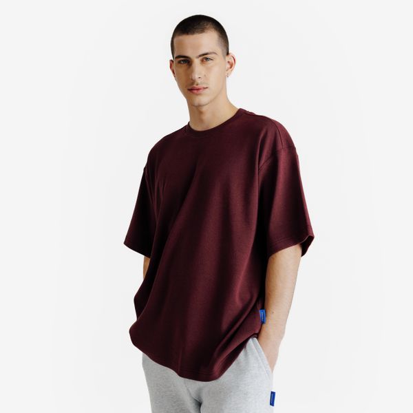 Koszulka oversized męska Elementals. Fioletowe koszulki sportowe męskie Decathlon, m, bez wzorów, z bawełny, bez kołnierzyka, bez ramiączek. Za 79.99 zł.