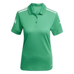 Koszulka polo bawełniana damska adidas Squadra25. Białe koszulki sportowe damskie Adidas, s, bez wzorów, z bawełny, bez kołnierzyka, bez ramiączek, do piłki nożnej. Za 149.75 zł.