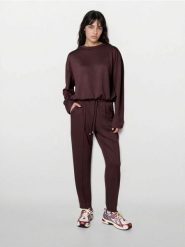 Spodnie cygaretki z dzianiny scuba - brązowy. Brązowe spodnie materiałowe damskie Sinsay, l, bez wzorów, z dzianiny. Za 49.99 zł.