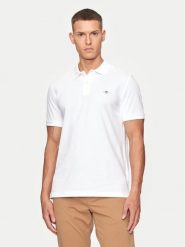 Gant Polo Shield 2220 Biały Slim Fit. Białe koszulki polo męskie GANT, l, bez wzorów, z bawełny, bez ramiączek. Za 219.99 zł.
