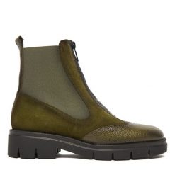 Botki Hispanitas. Zielone botki damskie Hispanitas, bez obcasa, na płaskiej podeszwie, bez zapięcia. Za 699.99 zł.
