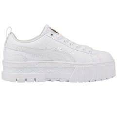 Buty sportowe Puma Mayze Lth Jr. Białe obuwie sportowe damskie Puma, bez wzorów, z materiału, trekkingowe. Za 279.99 zł.