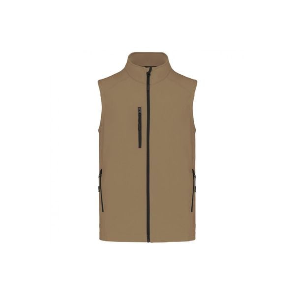 Kurtka bez rękawów Kariban Softshell. Brązowe kurtki męskie KARIBAN, m, bez wzorów, z elastanu, bez kaptura. Za 241.50 zł.