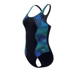 Damski kostium kąpielowy 1-częściowy Speedo Print Medalist. Czarne kostiumy jednoczęściowe damskie Speedo, bez wzorów, z materiału, klasyczne, na fitness i siłownię. Za 274.50 zł.