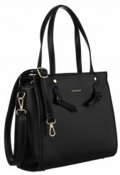 Shopperka damska Peterson PTN L95086 czarna. Czarne torebki do ręki damskie Peterson, bez wzorów, ze skóry ekologicznej, bez dodatków. Za 91.99 zł.