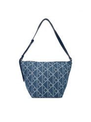 Calvin Klein Torebka Emblem Aop Denim Bucket LV04F3432G Niebieski. Niebieskie torebki do ręki damskie Calvin Klein, bez wzorów, z denimu, bez dodatków. Za 529.99 zł.