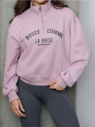 Bluza z krótkim zamkiem i stójką - różowy. Czerwone bluzy damskie Sinsay, l, bez wzorów, bez kaptura. Za 49.99 zł.