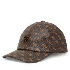 Czapka z daszkiem Guess. Brązowe czapki i kapelusze damskie Guess, z aplikacjami. Za 199.99 zł.