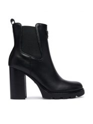 Guess Botki FLFNEL ELE10 Czarny. Czarne botki damskie Guess, ze skóry, bez obcasa, na słupku, bez zapięcia. Za 634.99 zł.