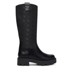 Kozaki Guess. Czarne kozaki damskie Guess, bez obcasa, na płaskiej podeszwie. Za 709.99 zł.