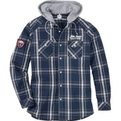 Koszula z długim rękawem i odpinanym kapturem Regular Fit bonprix głęboki niebieski w kratę. Koszule męskie marki bonprix. Za 89.99 zł.