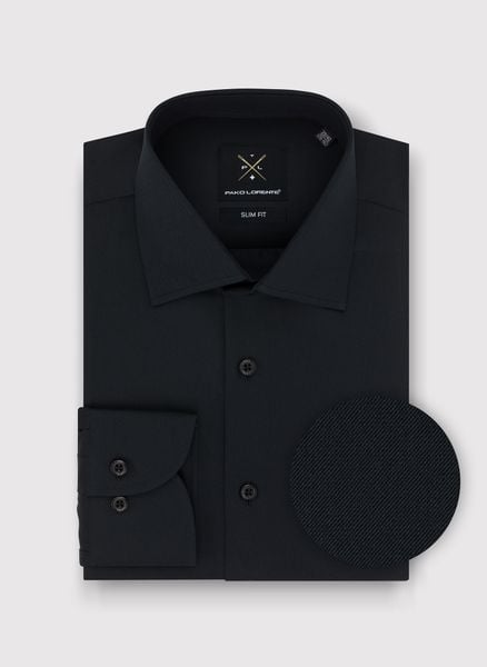PAKO LORENTE – Bawełniana czarna koszula męska. Czarne koszule męskie Pako Lorente, m, bez wzorów, z bawełny, bez kołnierzyka, bez ramiączek. Za 279.99 zł.
