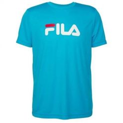 Koszulka sportowa męska Fila Logo. Niebieskie koszulki sportowe męskie Fila, m, bez wzorów, bez kołnierzyka, bez ramiączek. Za 213.00 zł.