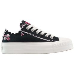 Buty sportowe Converse Chuck Taylor All Star Lift Platform Embroidered Flowers. Czarne obuwie sportowe damskie Converse, bez wzorów. Za 490.00 zł.