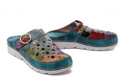 LAURA VITA Dorry 08 turquoise, klapki damskie. Klapki damskie Laura Vita, bez wzorów, ze skóry, bez obcasa, na koturnie. Za 304.90 zł.
